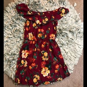 Maroon flowered dress